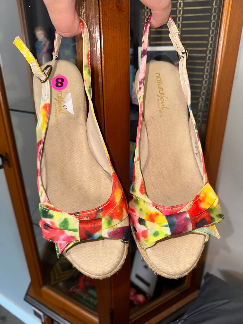 Natural Soul Womens Multicolor Tie-Dye Slingback Wedge Sandals
